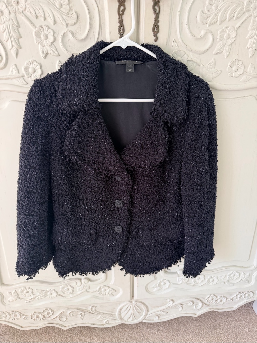 St John Black Bouclé Jacket